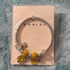 Silver and Yellow Charm Bracelet